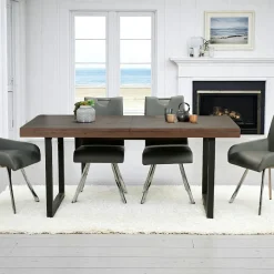 SAMOA Tables À Manger Industrielles|Tables À Manger Rectangulaires|Table de repas extensible bois brun recyclé 180-240 cm