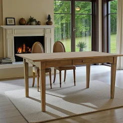 Tradition Tables À Manger En Bois|Table de repas Hévéa 1 tiroir 160x90x76cm