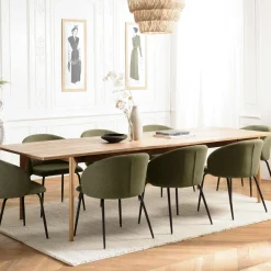 PANAMA Tables À Manger Rectangulaires|Tables À Manger En Chêne|Table de repas moderne noire pieds chêne massif 220 cm