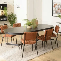 CORUMBA Univers Déco·Design Contemporain|Tables À Manger Industrielles|Table de repas ovale en bois noir 240 cm