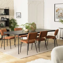 CORUMBA Univers Déco·Design Contemporain|Tables À Manger Industrielles|Table de repas ovale en bois noir 240 cm