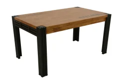 Docker Tables À Manger Industrielles|Tables À Manger Rectangulaires|Table de repas rectangle extensible hévéa recyclé naturel et métal noirci 150/230X90X76cm