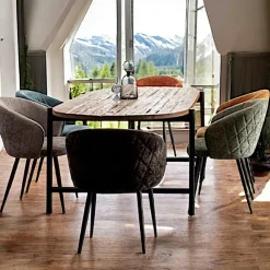 TRANI Tables À Manger Vintage|Tables À Manger En Bois|Table de repas teck recyclé bords arrondis 240 cm