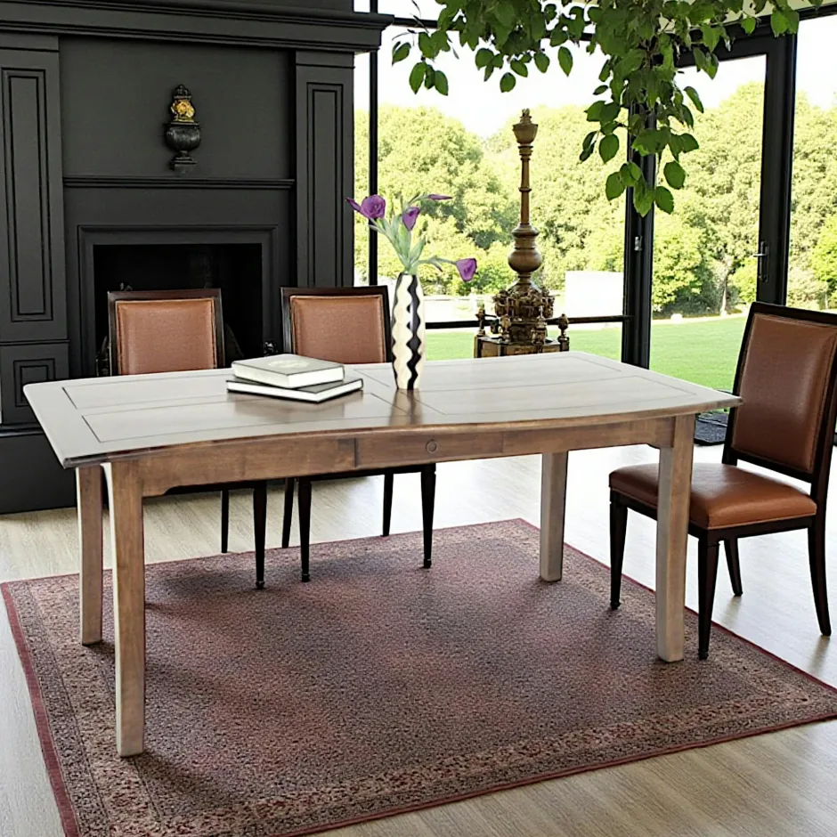 Tradition Tables À Manger En Bois|Tables À Manger Rectangulaires|Table de repas Vague Hévéa 2 tiroirs 180x90x76cm