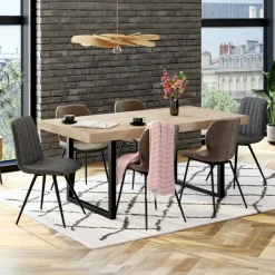 AUCKLAND Tables À Manger Industrielles|Tables À Manger Rectangulaires|Table de salle à manger extensible en bois recyclé 140-180 cm