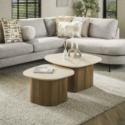 ASCOLI Tables Basses Gigognes|Tables Basses Design|Table de salon contemporaine (ensemble de 2)