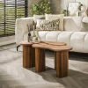Melbourne Tables Basses Design|Tables Basses Gigognes|Table de salon en bois d'acacia pieds rainurés (lot de 2)
