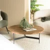 CRACOVIE Tables Basses Rondes|Tables Basses Industrielles|Table de salon ronde pin recyclé et métal 90 cm