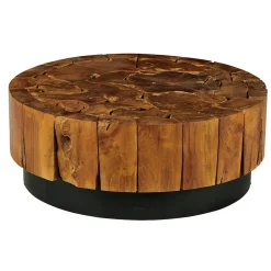 Arizona Tables Basses Rondes|Table de salon ronde teck recyclé D80 cm