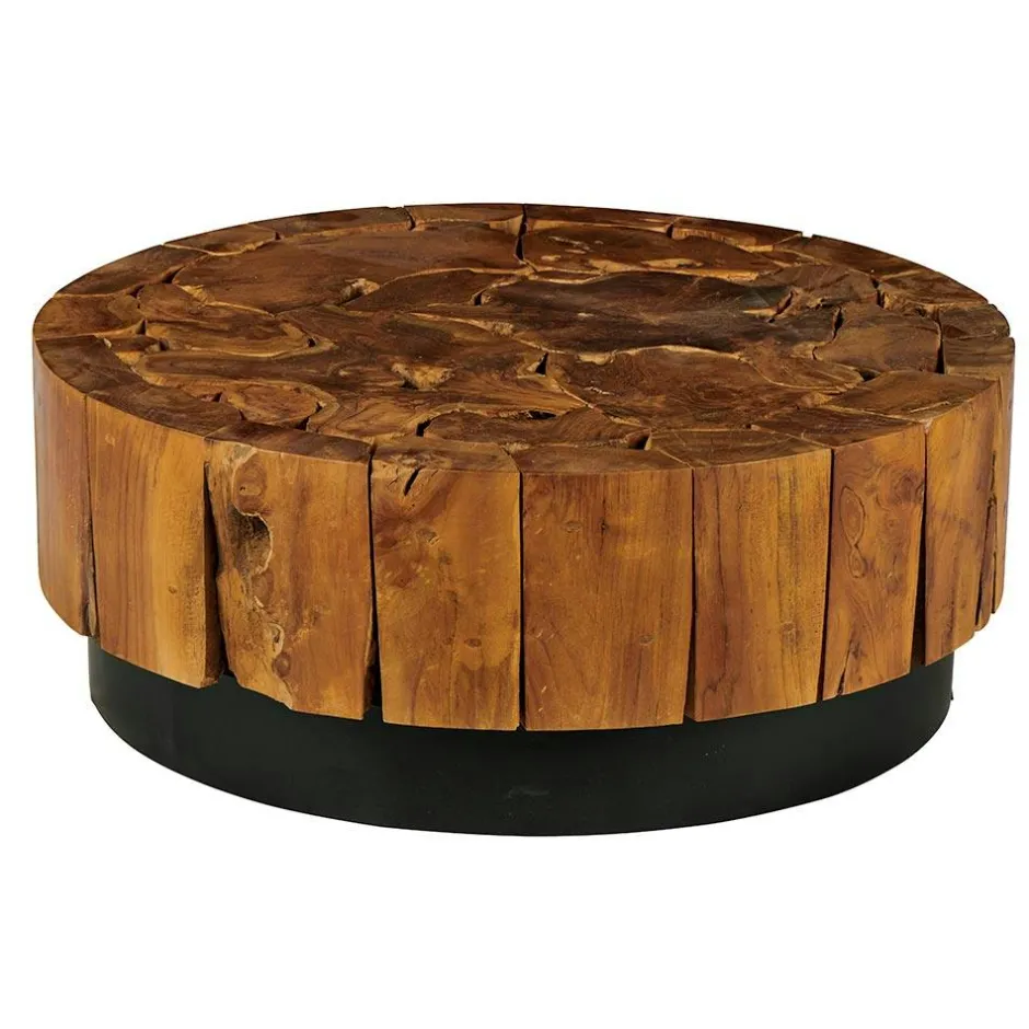 Arizona Tables Basses Rondes|Table de salon ronde teck recyclé D80 cm