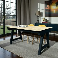 LOMBARDIE Tables À Manger Rectangulaires|Tables À Manger En Céramique|Table en céramique extensible effet bois 160-270 cm