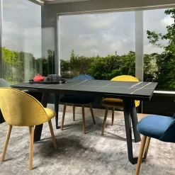 LOMBARDIE Tables À Manger Rectangulaires|Tables À Manger En Céramique|Table extensible en céramique aspect bois 160-240 cm