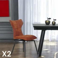 LOMBARDIE Tables À Manger Rectangulaires|Tables À Manger En Céramique|Table extensible en céramique effet rouille 180-280 cm