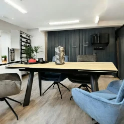 LOMBARDIE Tables À Manger Rectangulaires|Tables À Manger En Céramique|Table extensible en céramique marbrée noire 160-240 cm