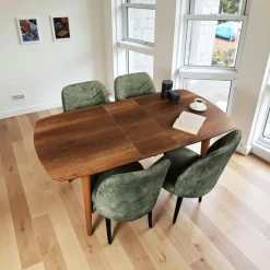 UMEA Tables À Manger En Bois|Table extensible vintage effet noyer 130-160 cm