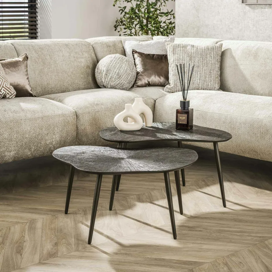 RALF Tables Basses Vintage|Tables Basses Gigognes|Table gigogne organique – soleil brun bronze (lot de 2)