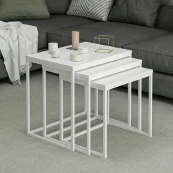 JENA Tables Basses Gigognes|Table gigogne rectangulaire effet noyer (lot de 3)