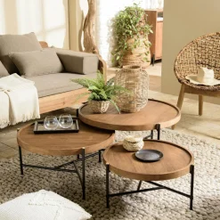 Swing Tables Basses Gigognes|Table gigogne ronde teck recyclé (2 pièces)