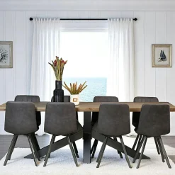 HUDSON Tables À Manger Rectangulaires|Tables À Manger En Chêne|Table pied central bois de chêne et métal 240 cm