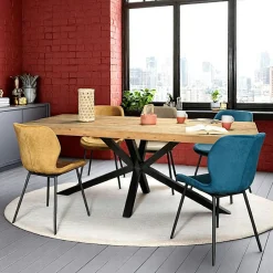 CANBERRA Tables À Manger Industrielles|Tables À Manger Rectangulaires|Table pied central en bois recyclé 200 cm