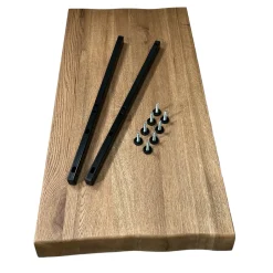 PALERME Tables À Manger Rectangulaires|Tables À Manger En Chêne|Table pied central en chêne brun avec bords naturels 200 cm