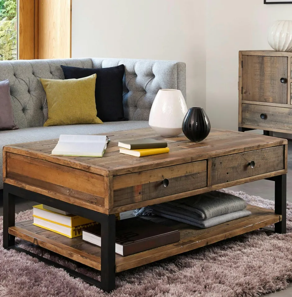 BRISBANE Univers Déco·Loft Industriel|Tables À Manger Industrielles|Table Repas Extensible Bois recyclé 180/240x90x77cm