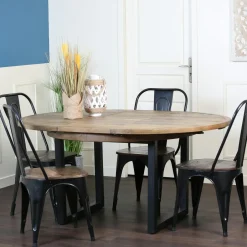 BRISBANE Univers Déco·Loft Industriel|Tables À Manger Industrielles|Table Repas Extensible Bois recyclé 180/240x90x77cm
