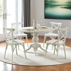 TENA Tables À Manger Rondes|Tables À Manger En Chêne|Table ronde blanche - bois effet usé ⌀120 cm