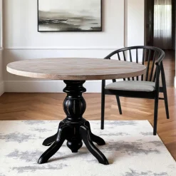 TENA Tables À Manger Rondes|Tables À Manger En Chêne|Table ronde blanche - bois effet usé ⌀120 cm