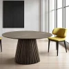AMSTERDAM Tables À Manger Rondes|Tables À Manger En Bois|Table ronde en chêne brun avec piètement baguette ø120 cm