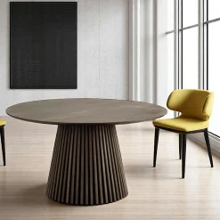 AMSTERDAM Tables À Manger Rondes|Tables À Manger En Bois|Table ronde en chêne brun avec piètement baguette ø140 cm