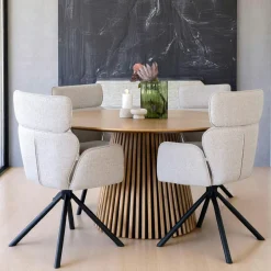 AMSTERDAM Tables À Manger Rondes|Tables À Manger En Bois|Table ronde en chêne clair avec piètement baguette ø120 cm