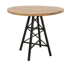 Loft / Loft Colors Tables À Manger Industrielles|Tables À Manger Rondes|Table ronde en Hévéa recyclé naturel et pieds métal façon "Tour Eiffel" D90xH76cm LOFT