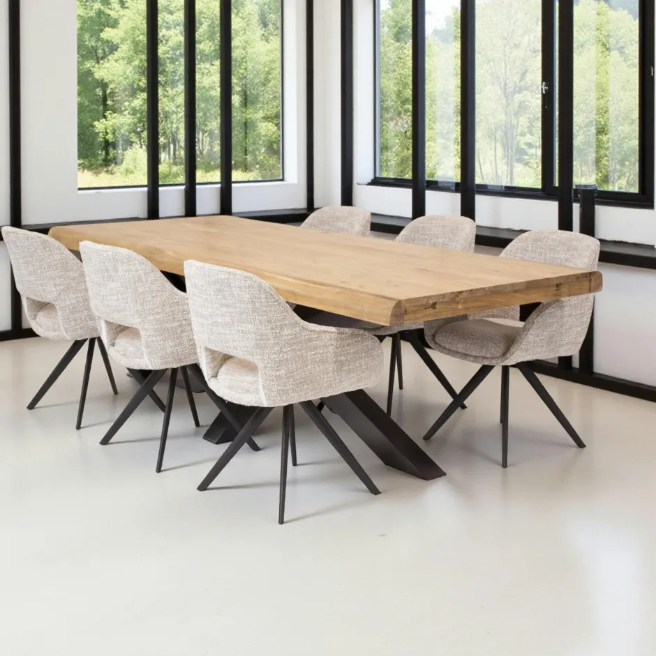 Melbourne Tables À Manger En Bois|Tables À Manger Rectangulaires|Table salle à manger bois massif pied mikado 200 cm