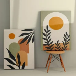 Tableaux / Toiles|Tableau abstrait soleil et tons nature – moderne (set de 2)