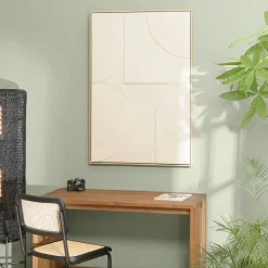 Tableaux / Toiles|Tableau beige formes géométriques en relief 83 x 123 cm