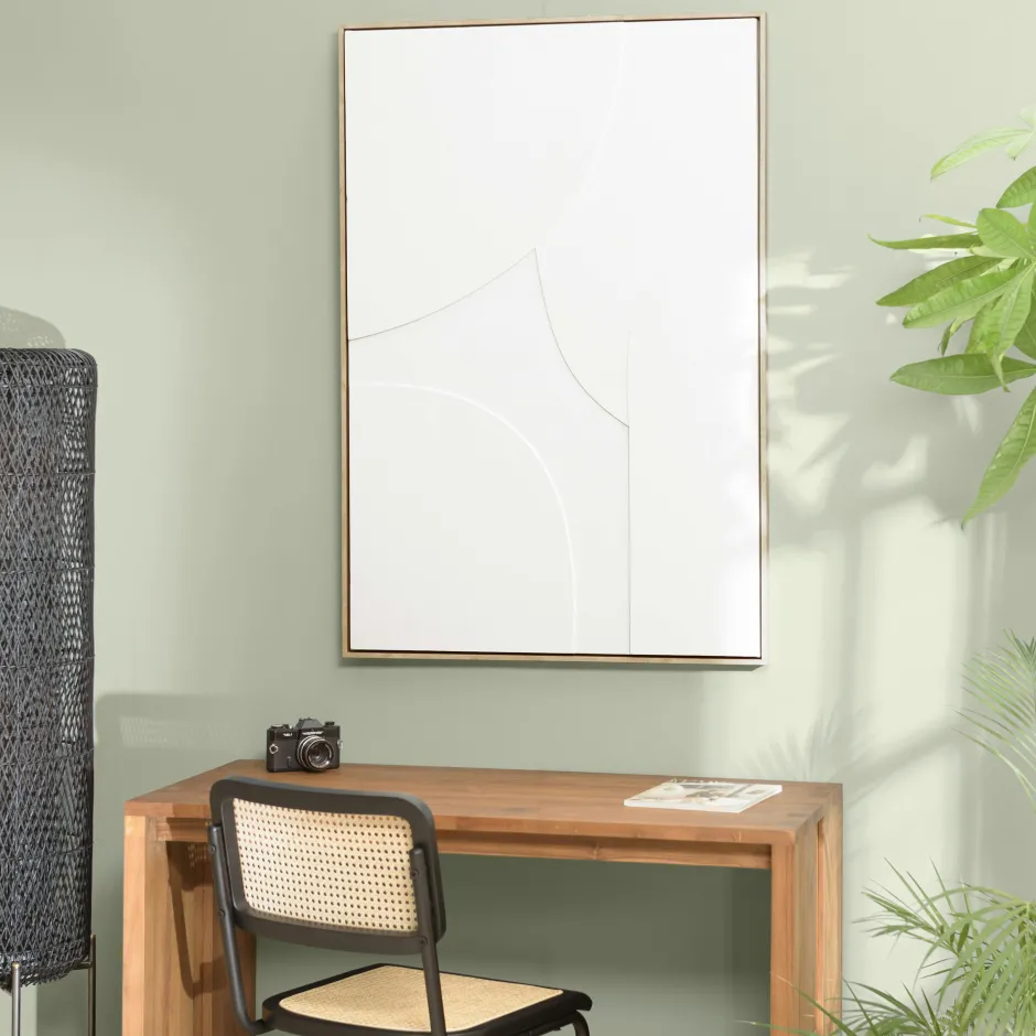 Tableaux / Toiles|Tableau beige formes géométriques en relief 83 x 123 cm