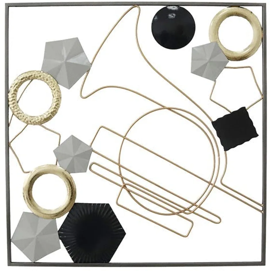 Décorations Murales|Tableau en métal trombone tons noir, gris et or