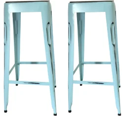 LEEDS Chaises De Bar Industrielles|Tabouret bar jaune (lot de 2)