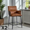 KERALA Chaises De Bar Industrielles|Tabouret de bar bi-matière marron (lot de 2)
