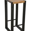Docker Chaises De Bar Industrielles|Tabouret de bar hévéa recyclé naturel et métal noirci 36X36X75cm
