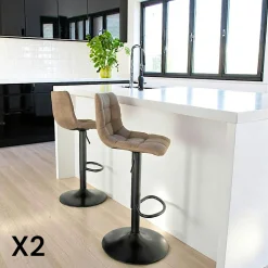 SAVONE Tabourets De Bar En Velours|Tabouret de bar noir velours, réglable en hauteur et pivotant (lot de 2)