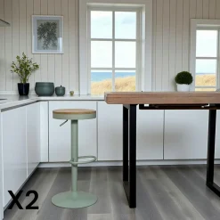 LEEDS Univers Déco·Loft Industriel|Chaises De Bar Industrielles|Tabouret de bar réglable métal blanc (lot de 2)