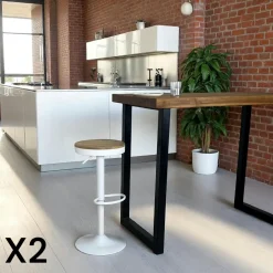 LEEDS Univers Déco·Loft Industriel|Chaises De Bar Industrielles|Tabouret de bar réglable métal vert (lot de 2)