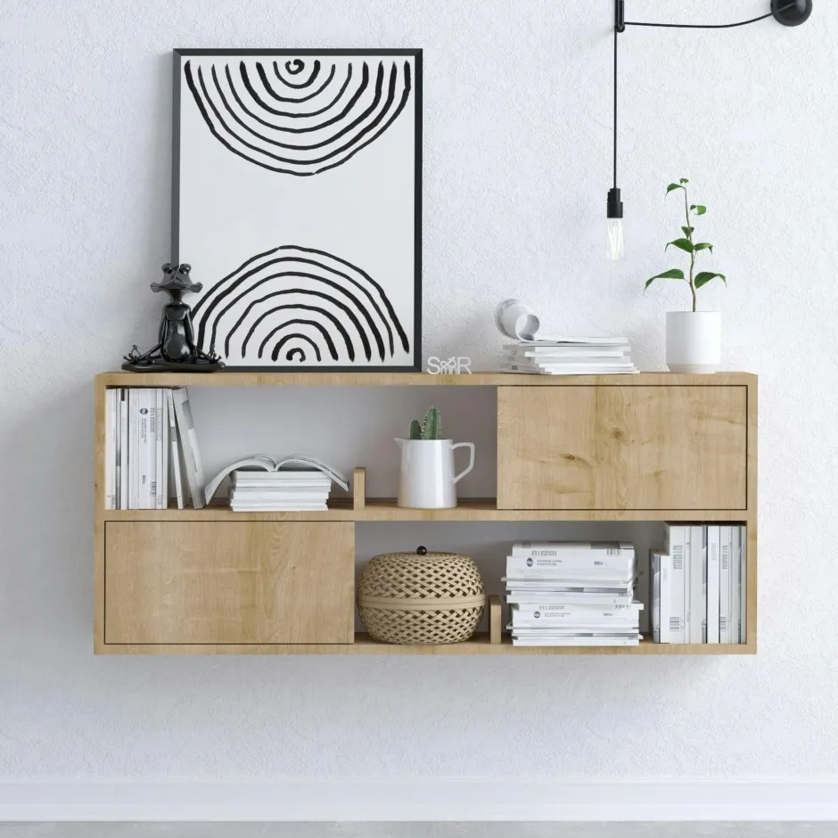 MARFA Bibliothèques En Bois|Bibliothèques En Bois|Étagère colonne design - effet bois clair