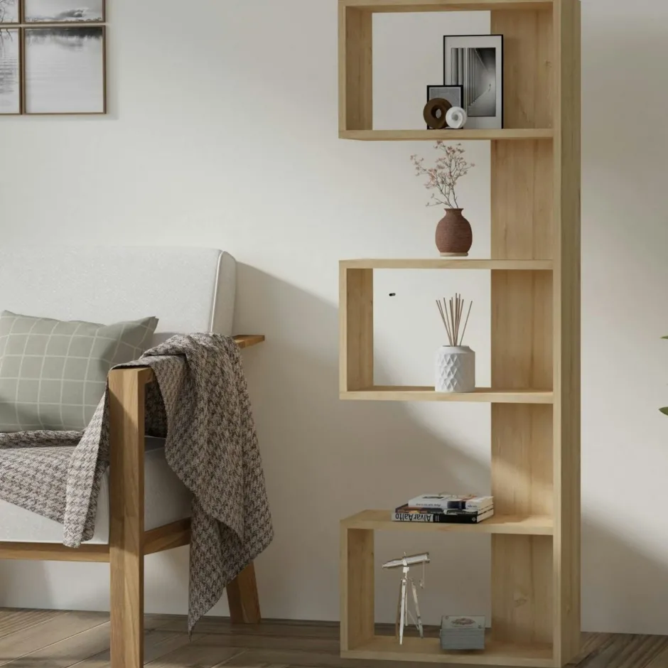 MARFA Bibliothèques En Bois|Bibliothèques En Bois|Étagère colonne design - effet bois clair