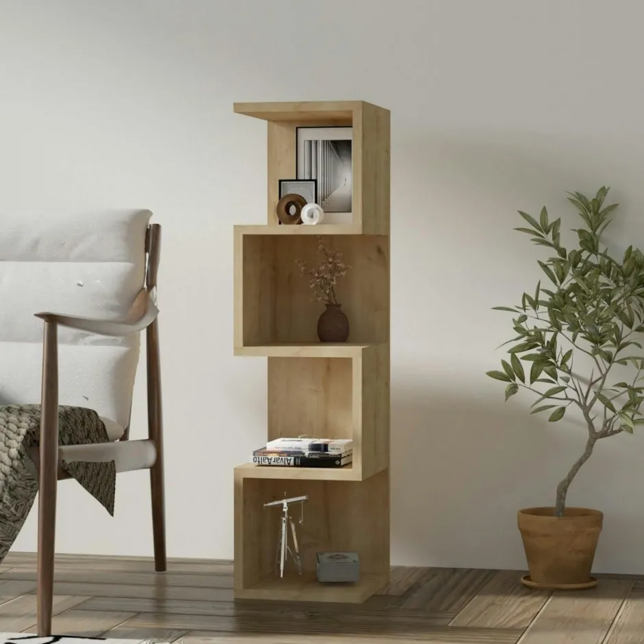 MARFA Bibliothèques En Bois|Bibliothèques En Bois|Étagère colonne design blanche - niches zigzag