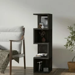 MARFA Bibliothèques En Bois|Bibliothèques En Bois|Étagère colonne design blanche - niches zigzag