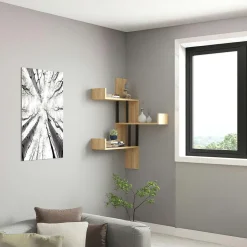 JENA Meubles De Salon·Etagères Murales|Meubles De Rangement·Etagères Murales|Étagère murale d’angle blanche - design, 3 plateaux