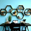 AVIALA Meubles De Salon·Etagères Murales|Meubles De Rangement·Etagères Murales|Étagère murale décorative - forme hexagonale, lot de 6